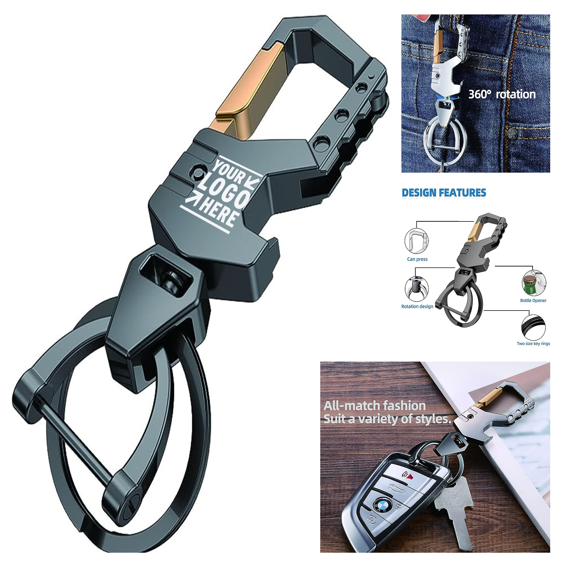 Multifunctional Heavy Duty Carabiner Car Key Chain With Bottle Opener 2