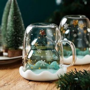 Christmas Tree Double Wall Insulated Glasses Tea Cup 3