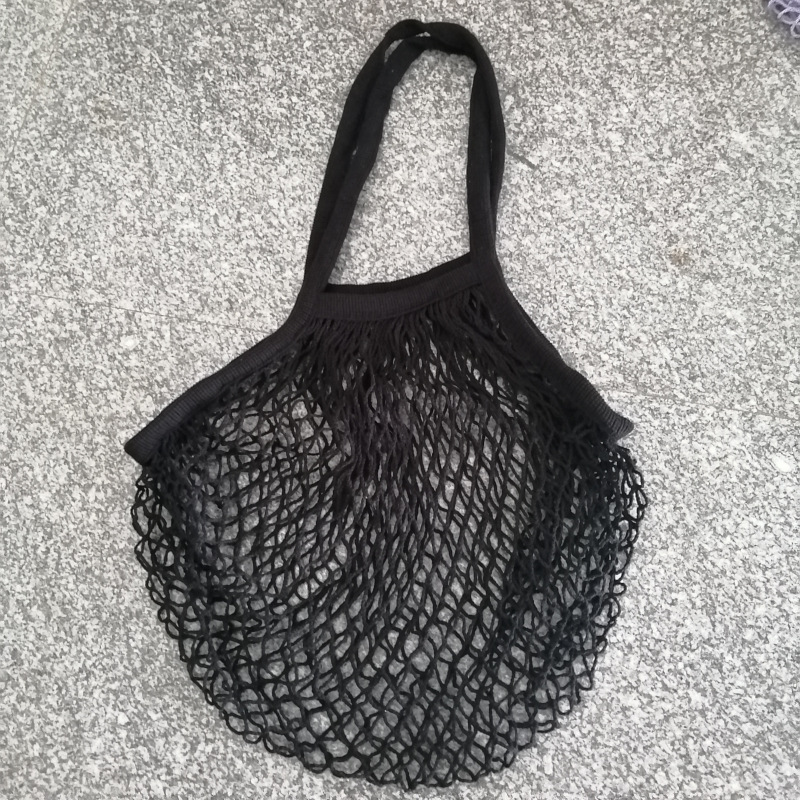 Long Handle Reusable Cotton Mesh Bag for Fruit Vegetables, custom tote bag with logo imprint 5