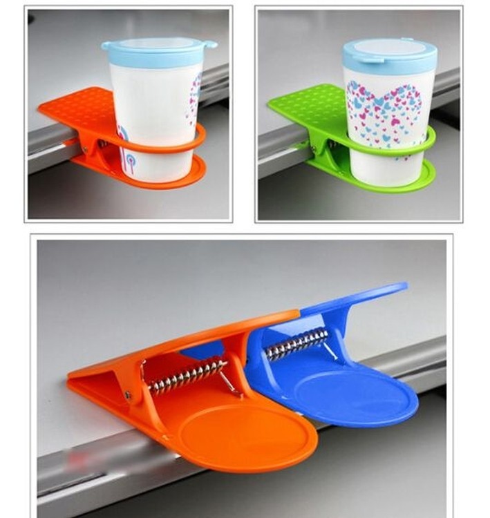 Plastic Material Three Color Availble Cup Holder Clip, Table Edge Cup Holder 1