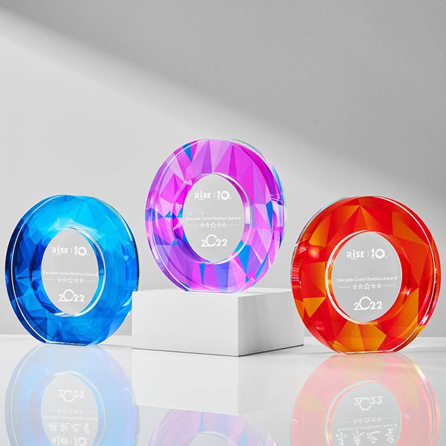 Colorful round crystal trophy 4