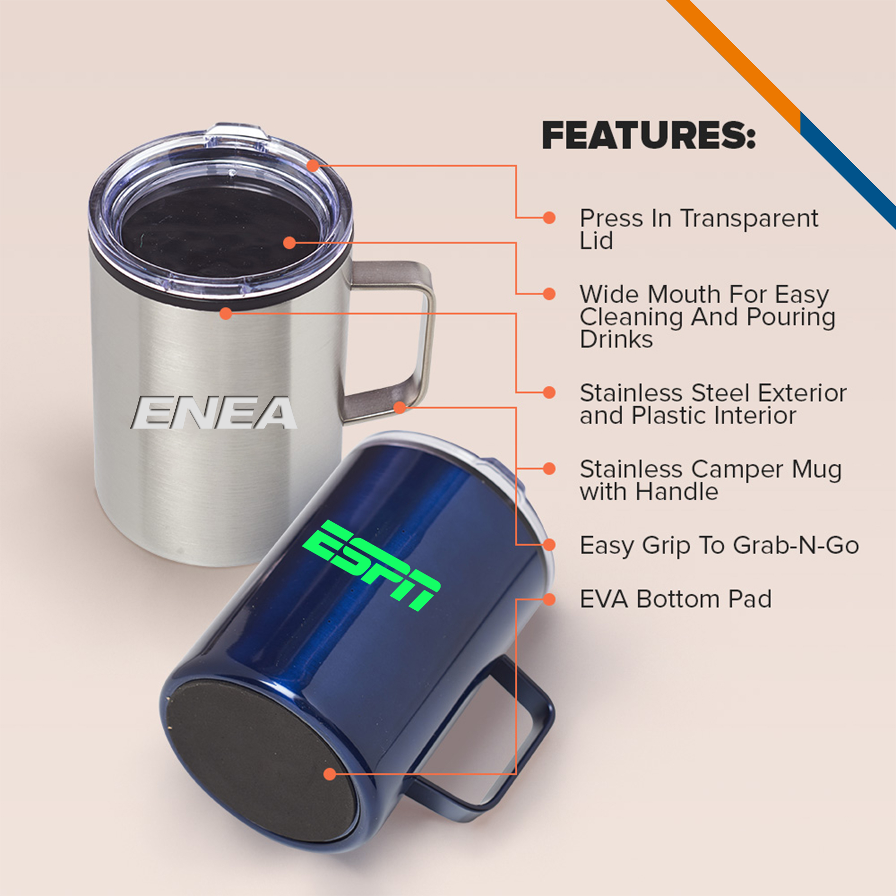 Tosy Stainless Steel Camper Mug - 13.5 OZ. 3