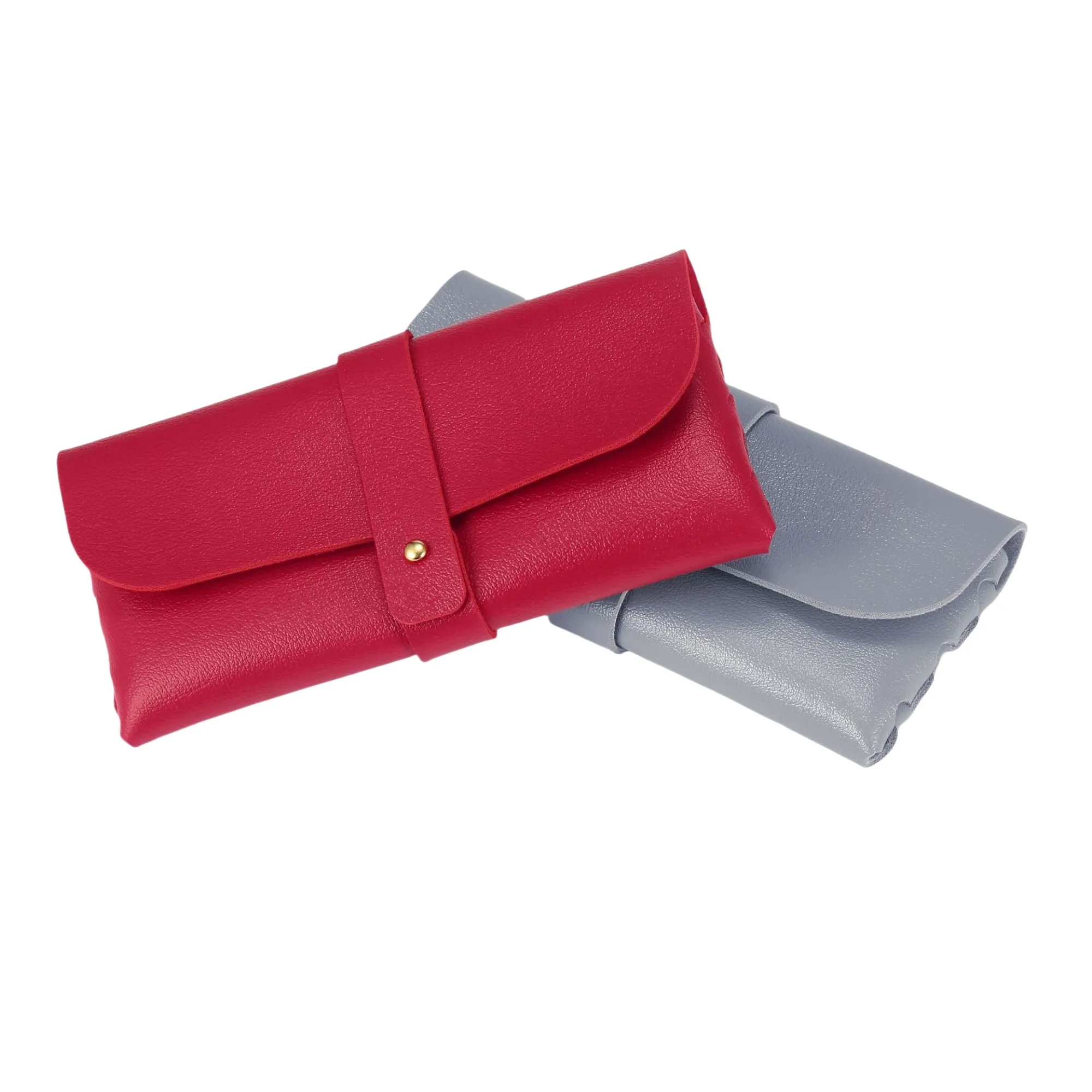 Black Leather Eyeglasses Case with PVC Buckle 6