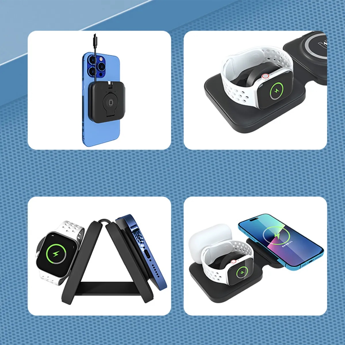 3 In 1Magnetic Foldable Travel Wireless Charger Station 2
