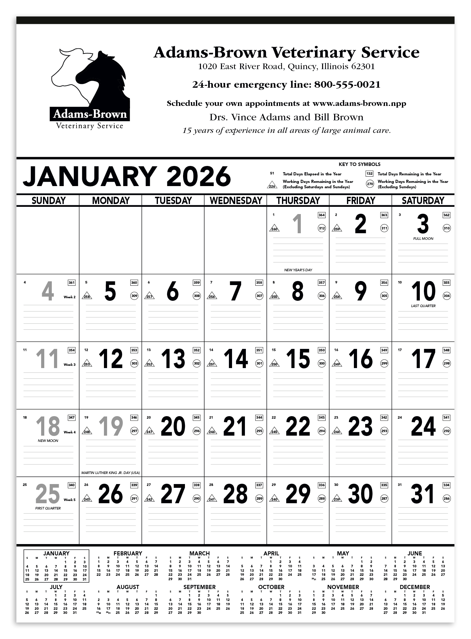 Triumph® Calendars Black & White Contractor Memo Calendar 9