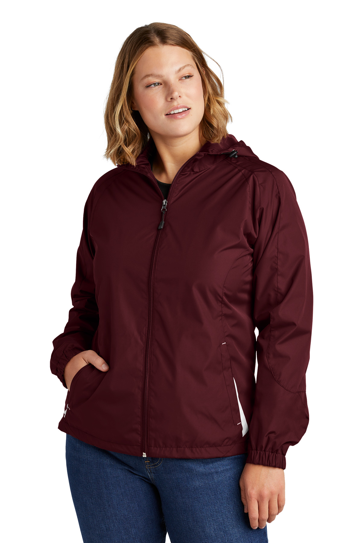 Sport-Tek Women's Colorblock Hooded Raglan Jacket. LST76 9