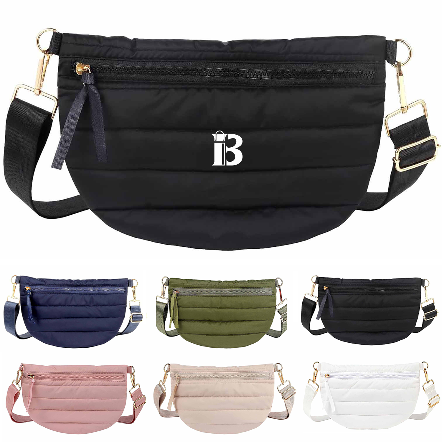 Polyester Quilted Puffer Sling Lightweight Crossbody Bag 18