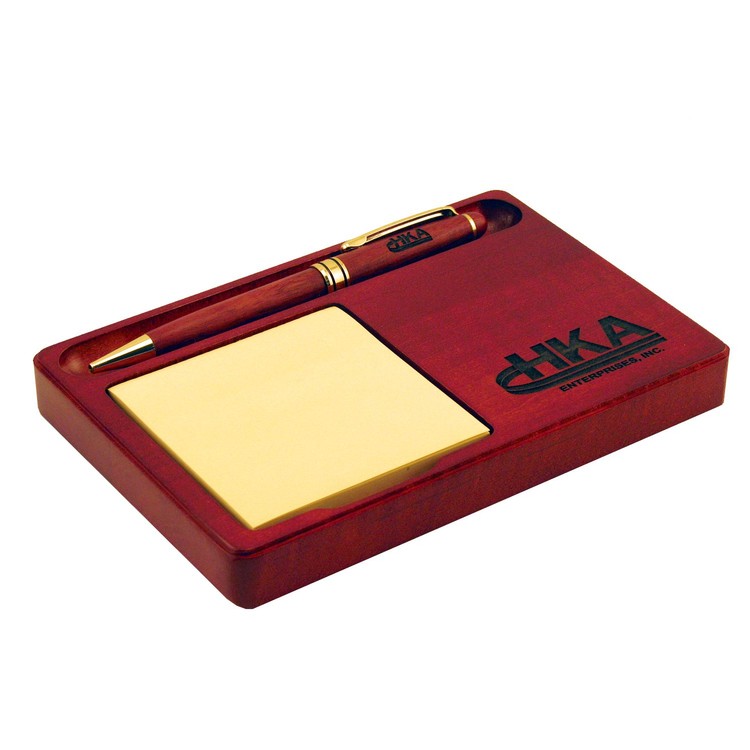 Memo and Pen Wood Desk Set 4