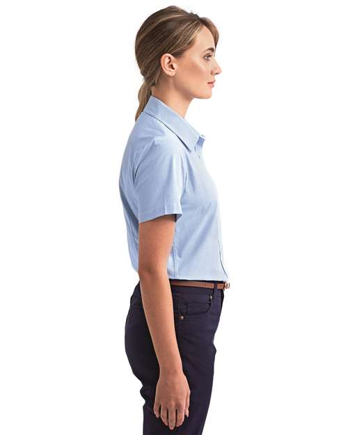 Women's Microcheck Gingham Short Sleeve Cotton Dress Shirt - RP321 5