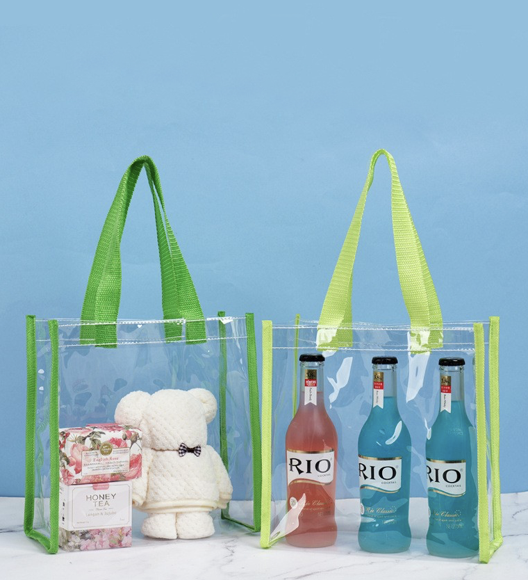 12 x 12 x 6 Inch Clear Tote Bags PVC Plastic Tote Bag With Handles 6