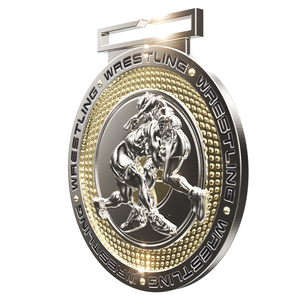 Wrestling Dual Plated Medallion (3") 3