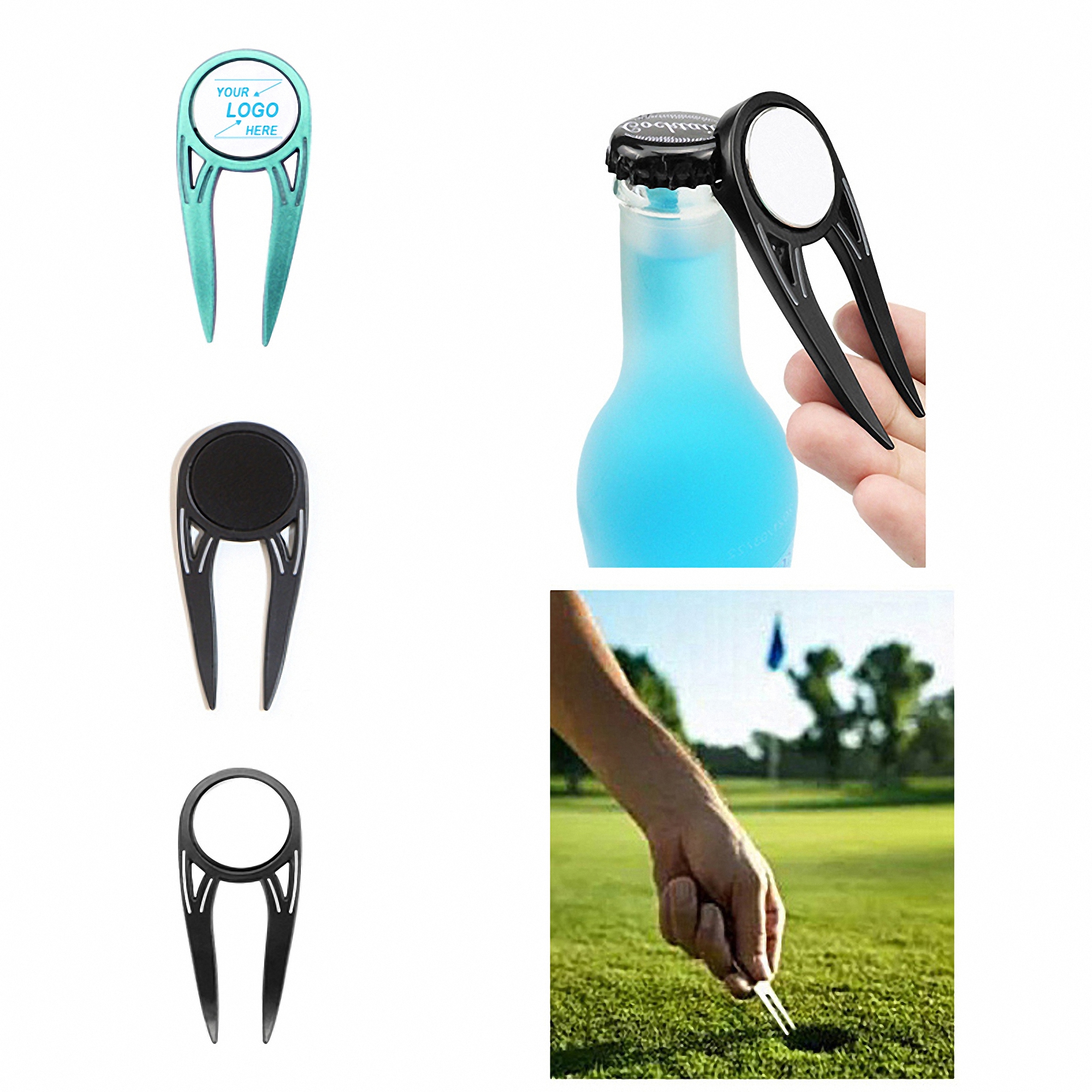 Golf Divot Repair Tool with Bottle Opener