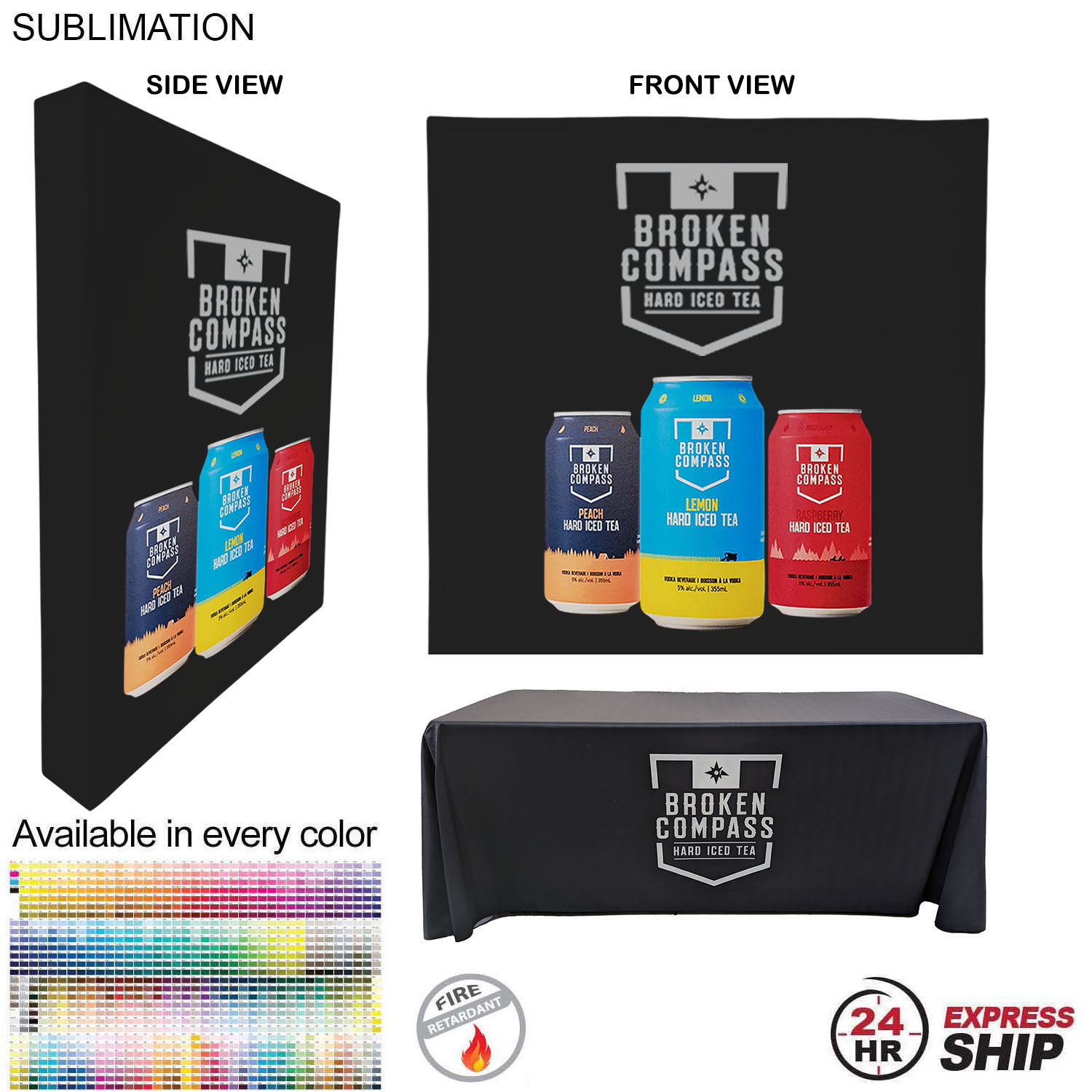 24Hr Express - Tradeshow booth package Ultra, 7.5' Straight Wall with Wrap End Caps & 6' tablecloth 3