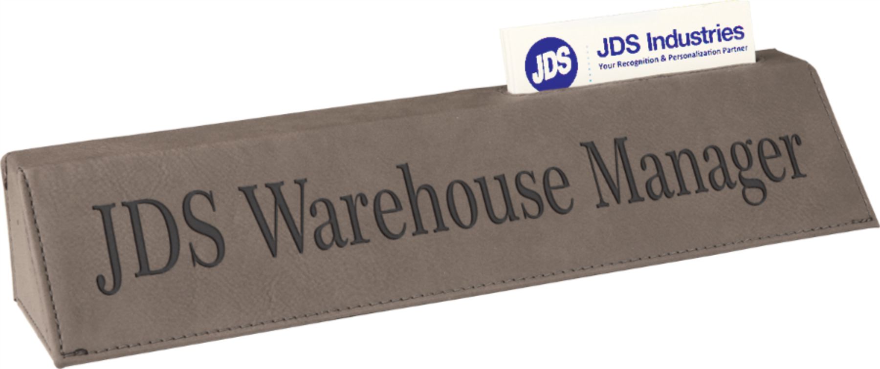 10-3/4" Custom Laser Engraved Leatherette Desk Wedge With Business Card Holder 1