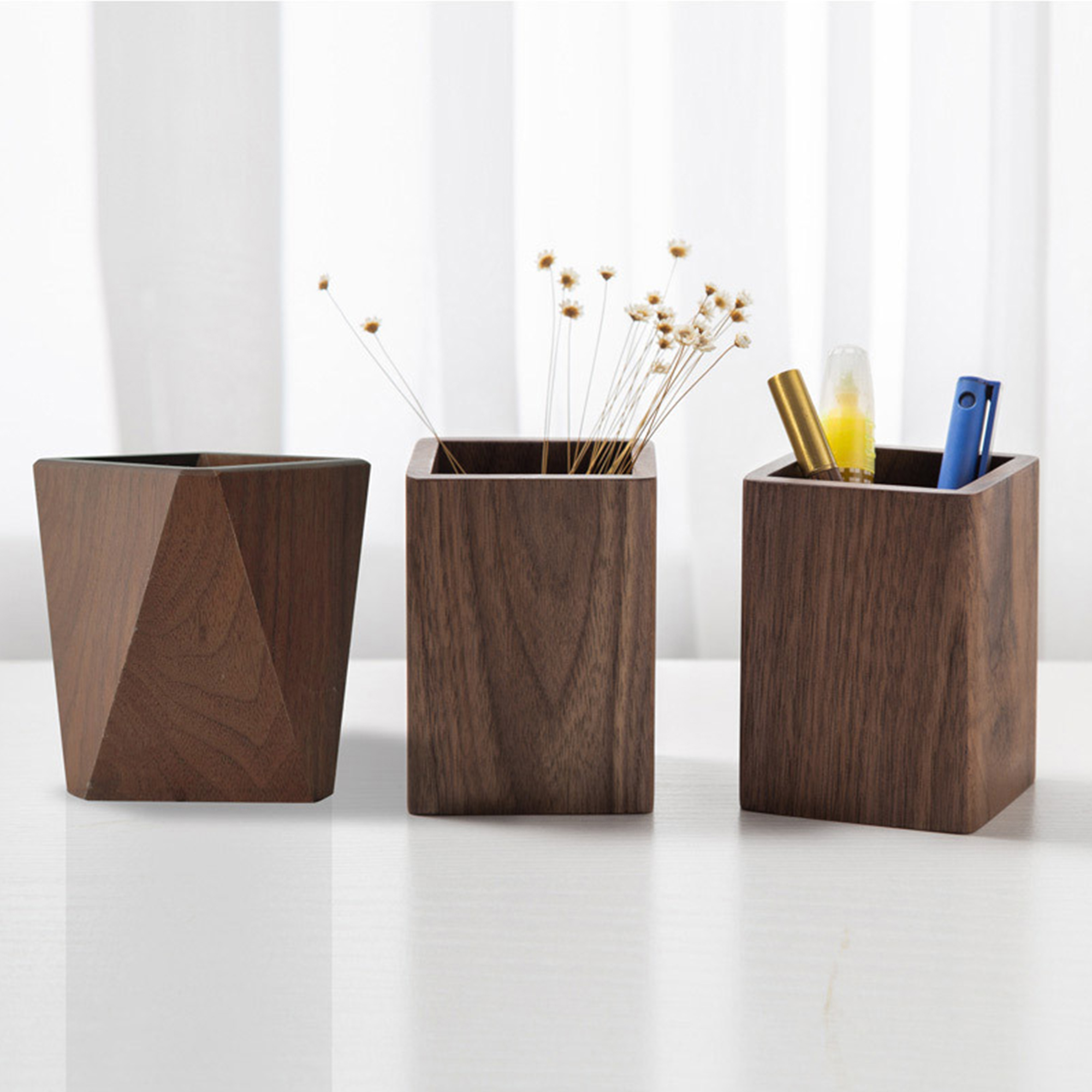 Wooden Desktop Organizer Pen Holder Pencil Cup 3