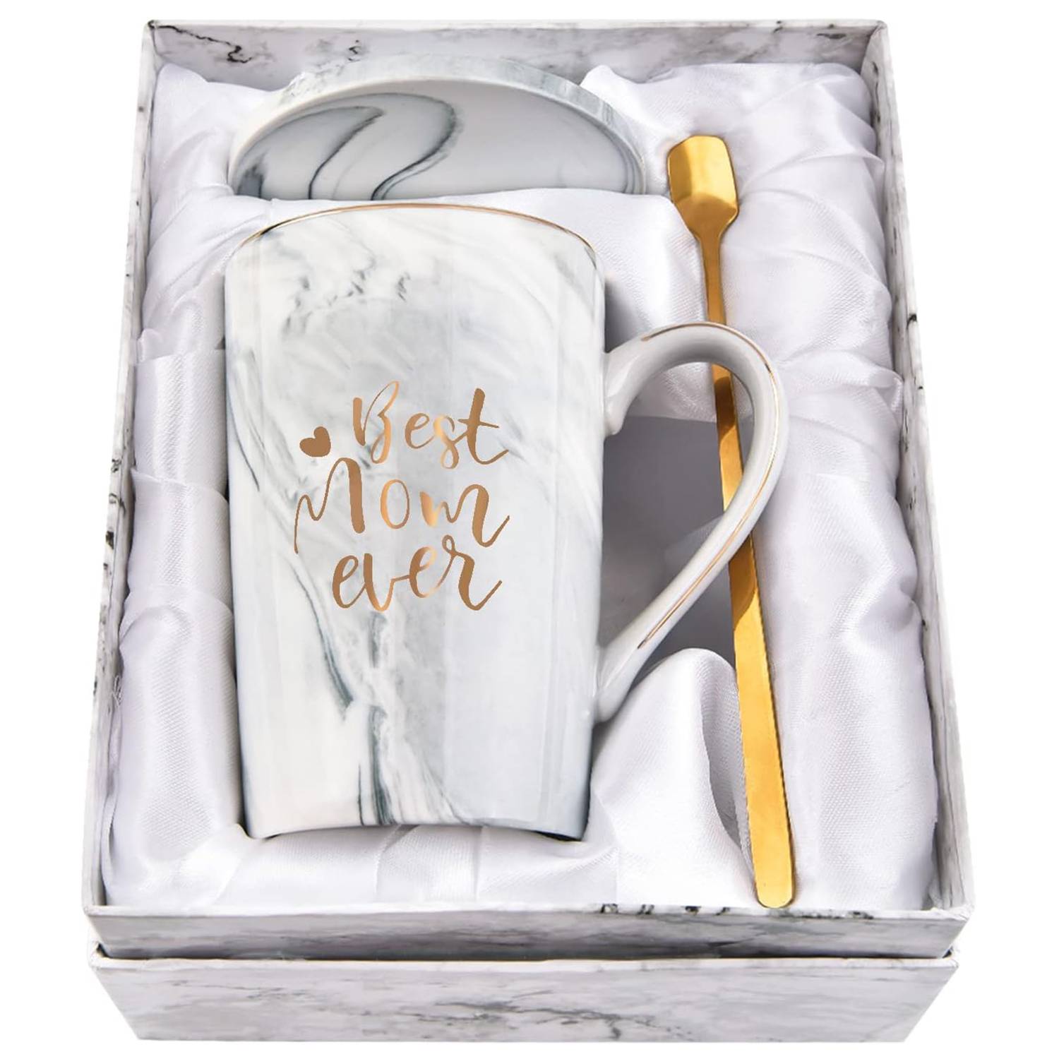 14oz Bone China Mug Set w/ Spoon 4