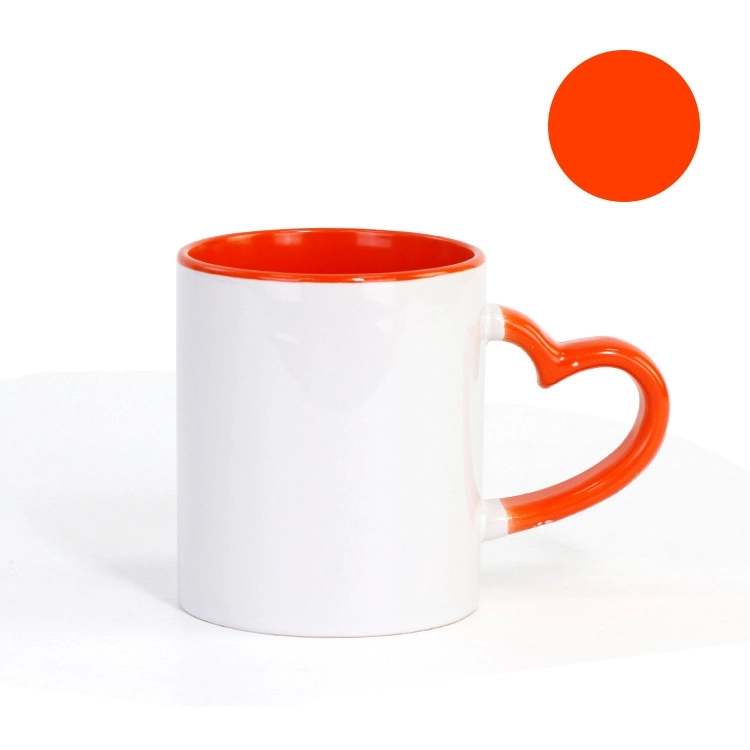 Full Color Heart-shaped Handle 11 oz Ceramic Sublimated Cups 2