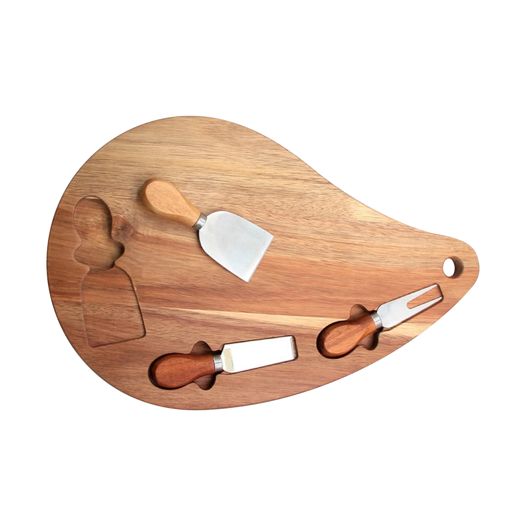 3-Piece Cheese Cutting Board With Knife And Fork 9