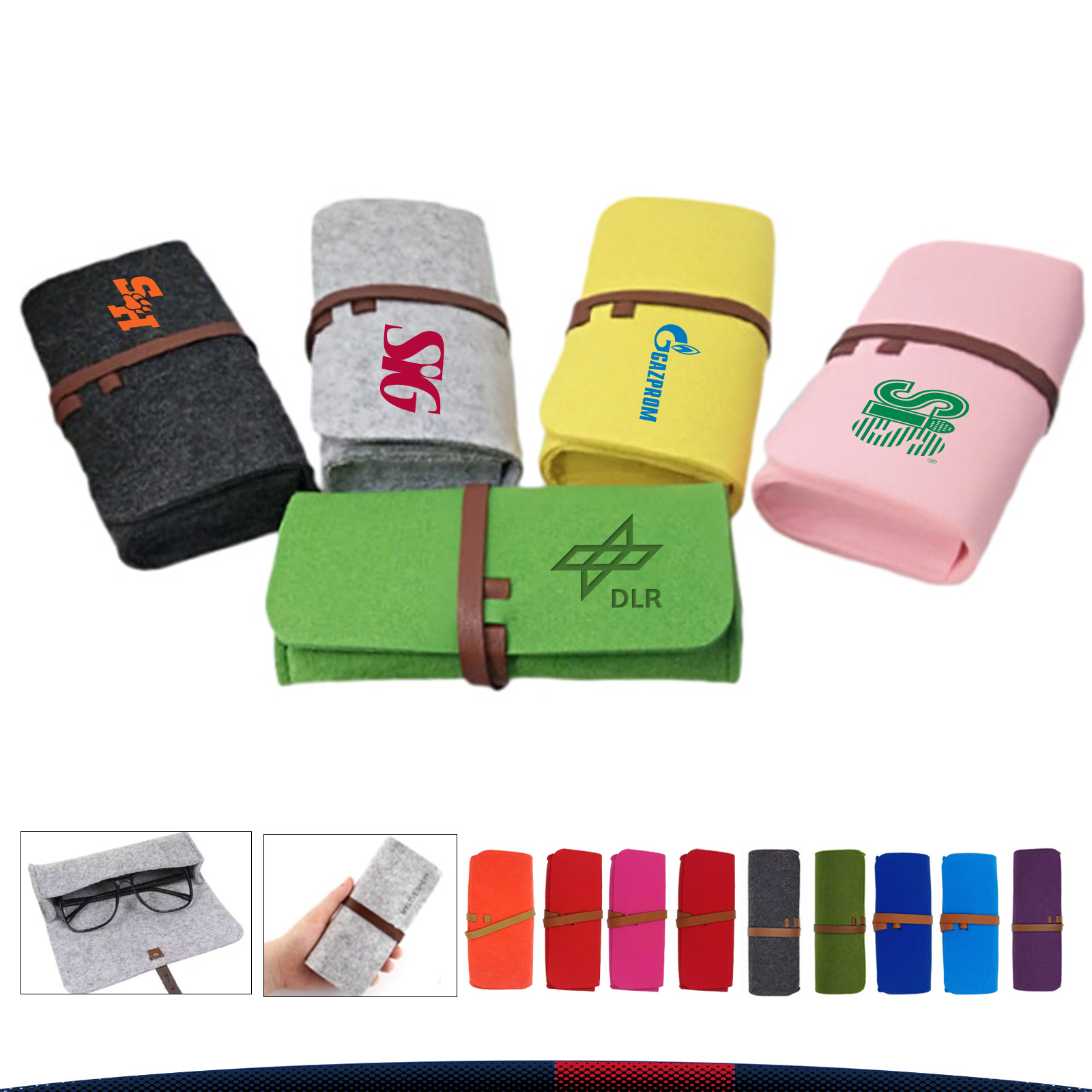 Skopee Reversible Felt Roll-Up Glasses Pouch 6
