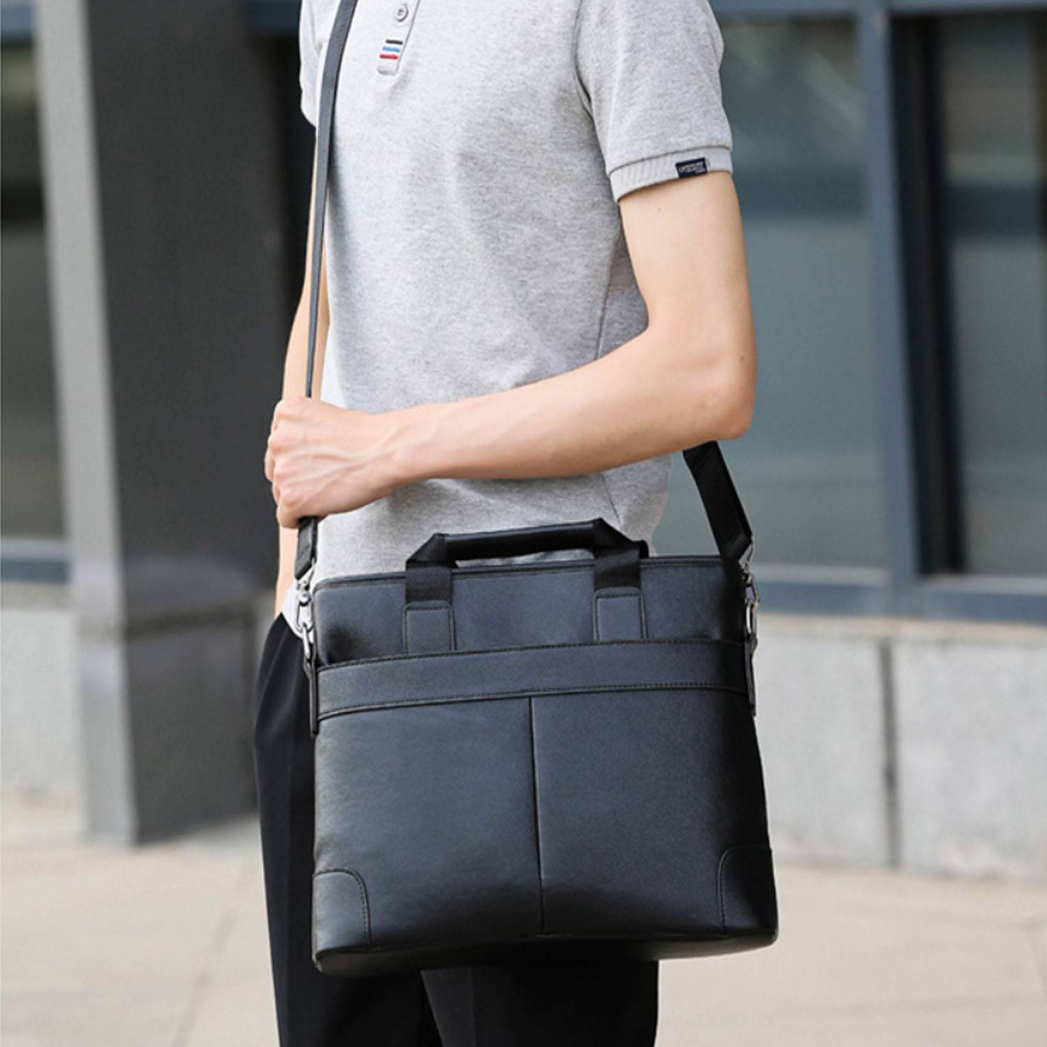PU Crossbody Business Briefcase Laptop Bag 3