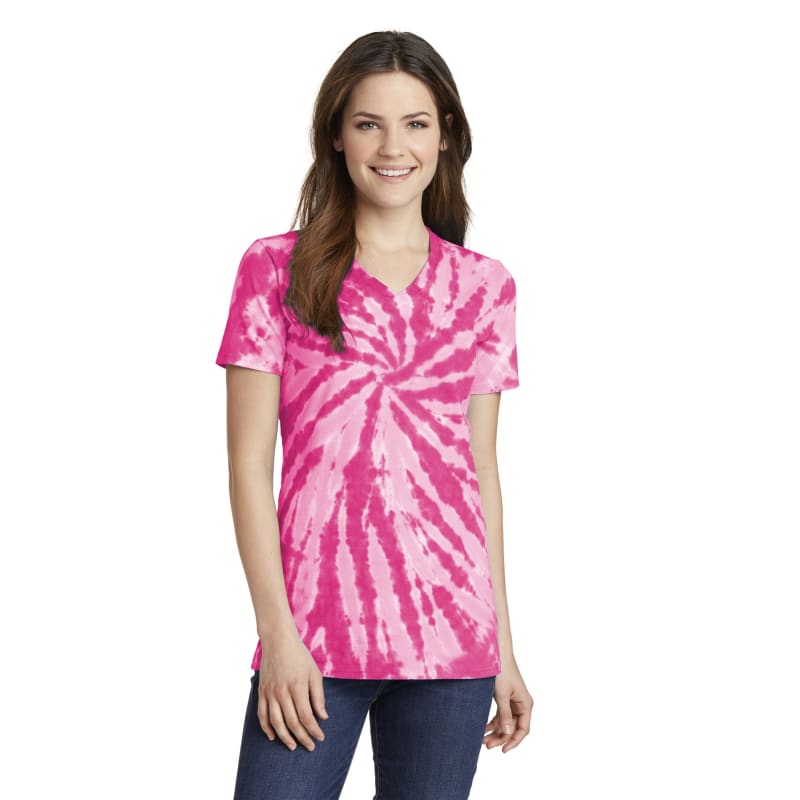 Port & Company Women's Tie-Dye V-Neck Tee. 57