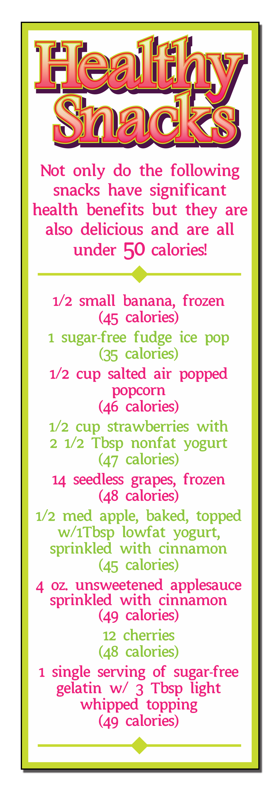 BOOKMARK - Healthy Snacks Bookmark 2