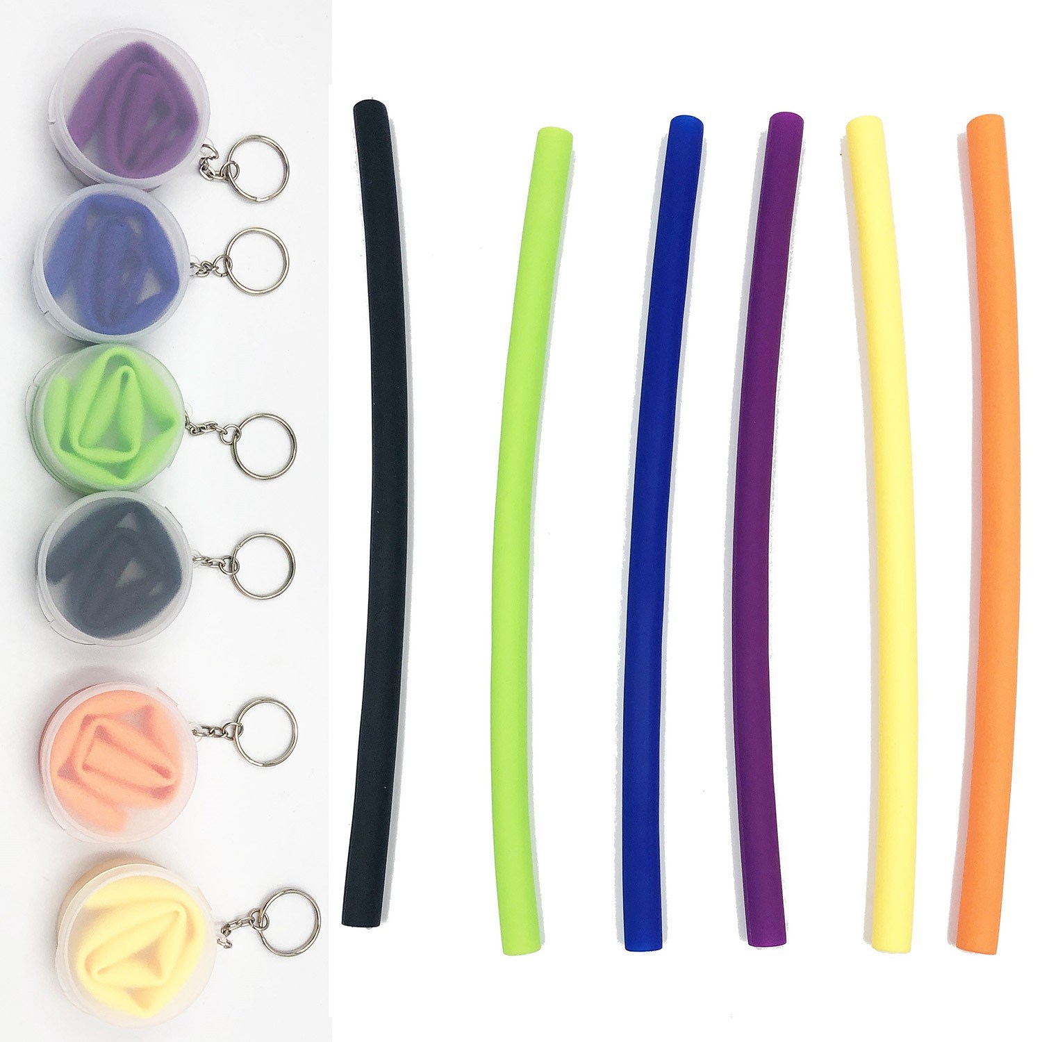 Reusable Soft Silicone Straw w/ Carrying Case & Keyring 4