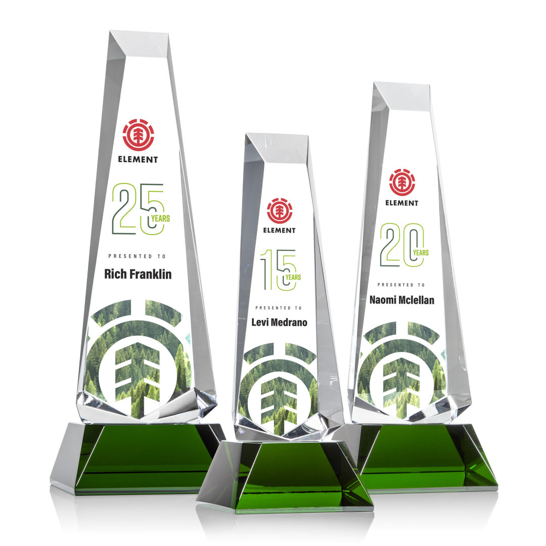 Rustern Obelisk VividPrint™ Award on Base - Green 7