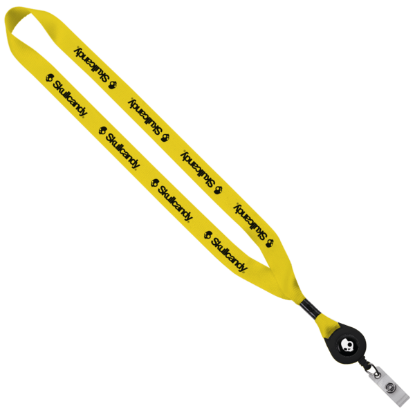 3/4" Polyester Lanyard with Metal Crimp & Retractable Badge Reel 446
