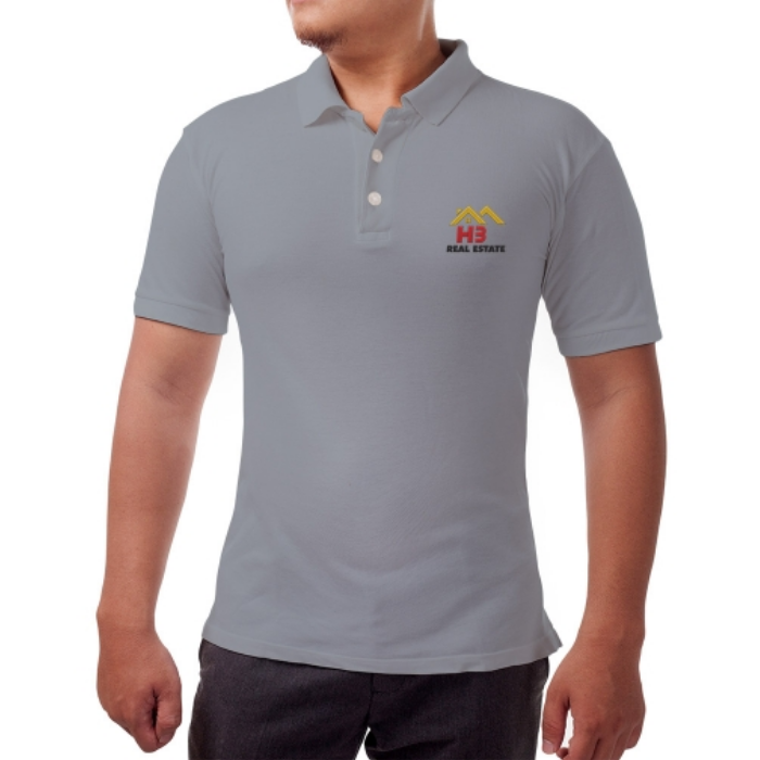Men's Grey Polo Shirt - Embroidered 2