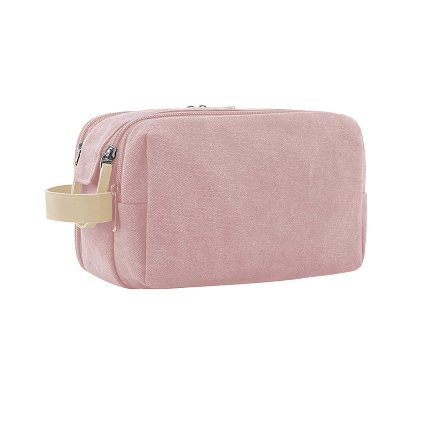 Double Zipper Canvas Travel Toiletries Storage Bag 9