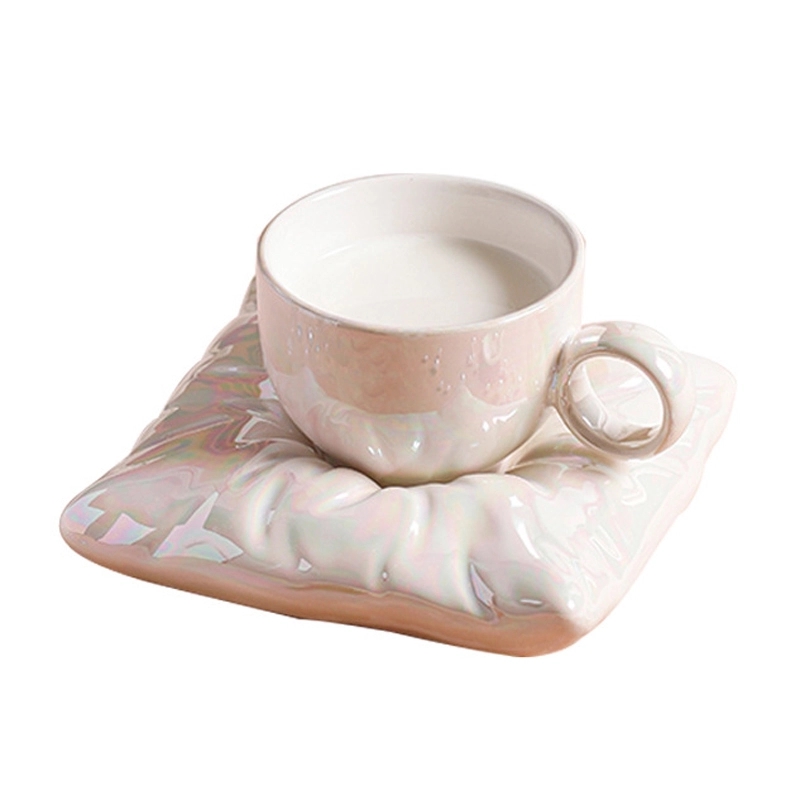 Custom 6.7 OZ. Ceramic Tea Cup Coffee Mug with Saucer Set 2