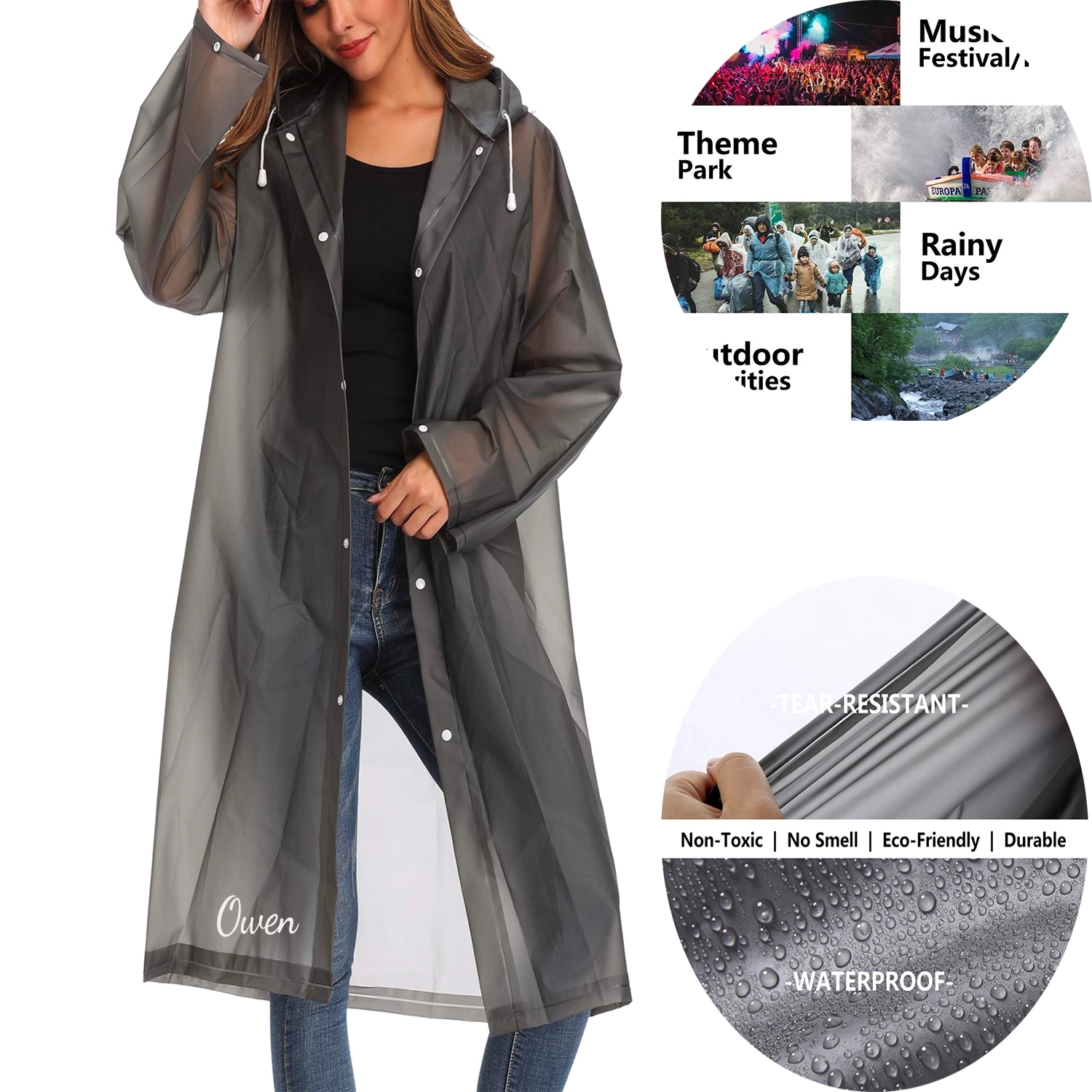 EVA Lightweight Raincoat Poncho 7
