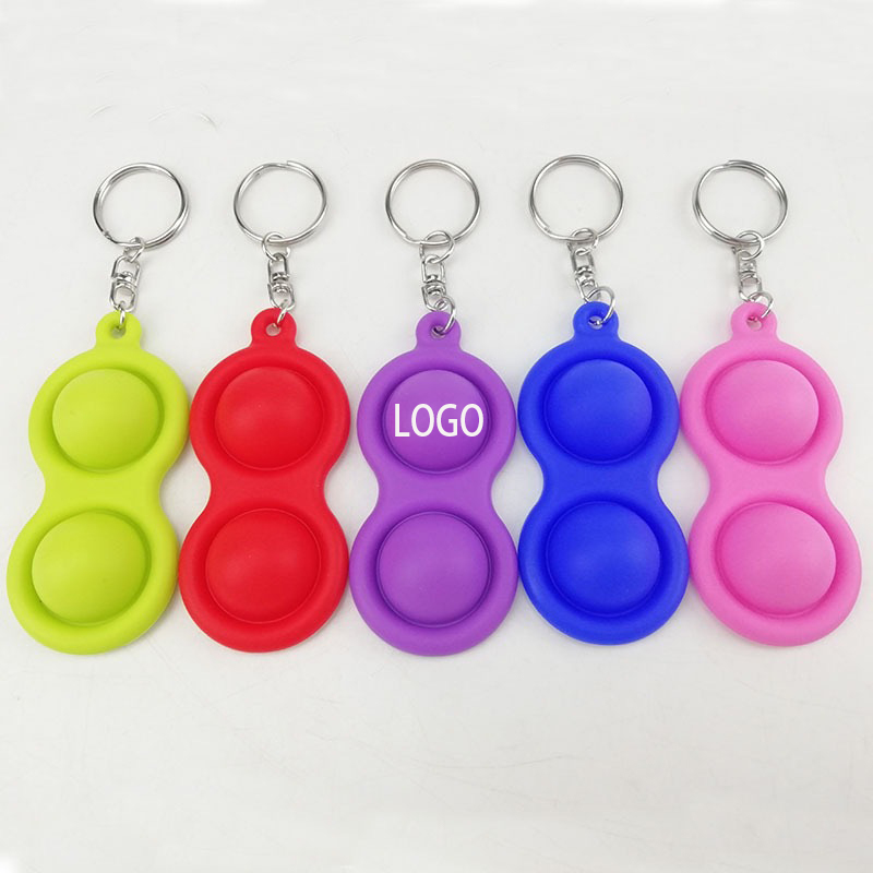 Pure Silicone 2PCS Bubbles Dimple Sensory Fidget Toys w/Keychain 2