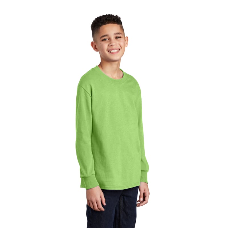 Port & Company Youth Long Sleeve Core Cotton Tee. 125