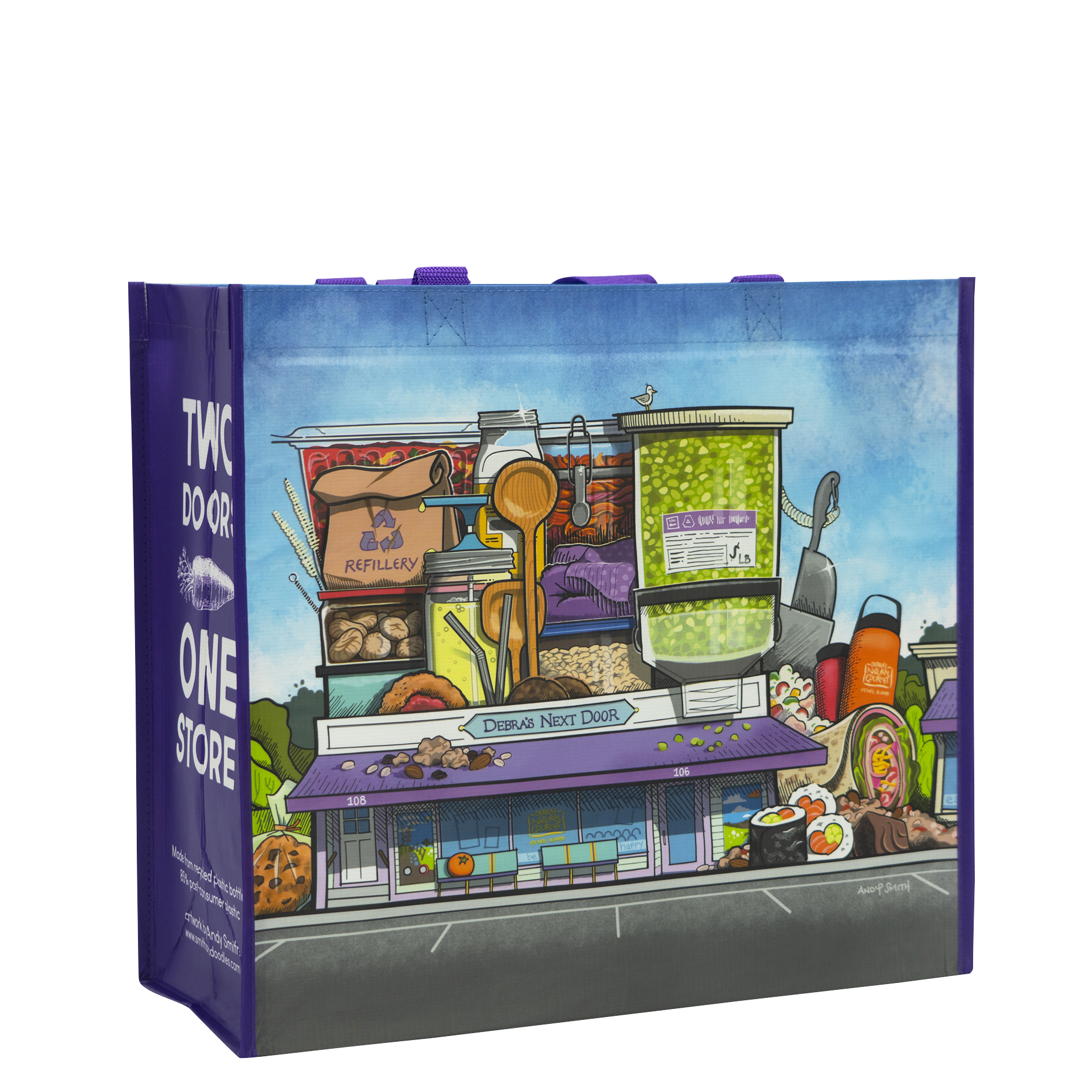 Custom Full-Color 145g Laminated RPET (recycled from plastic bottles) Shopping Bag 15.5"x14"x7" 1