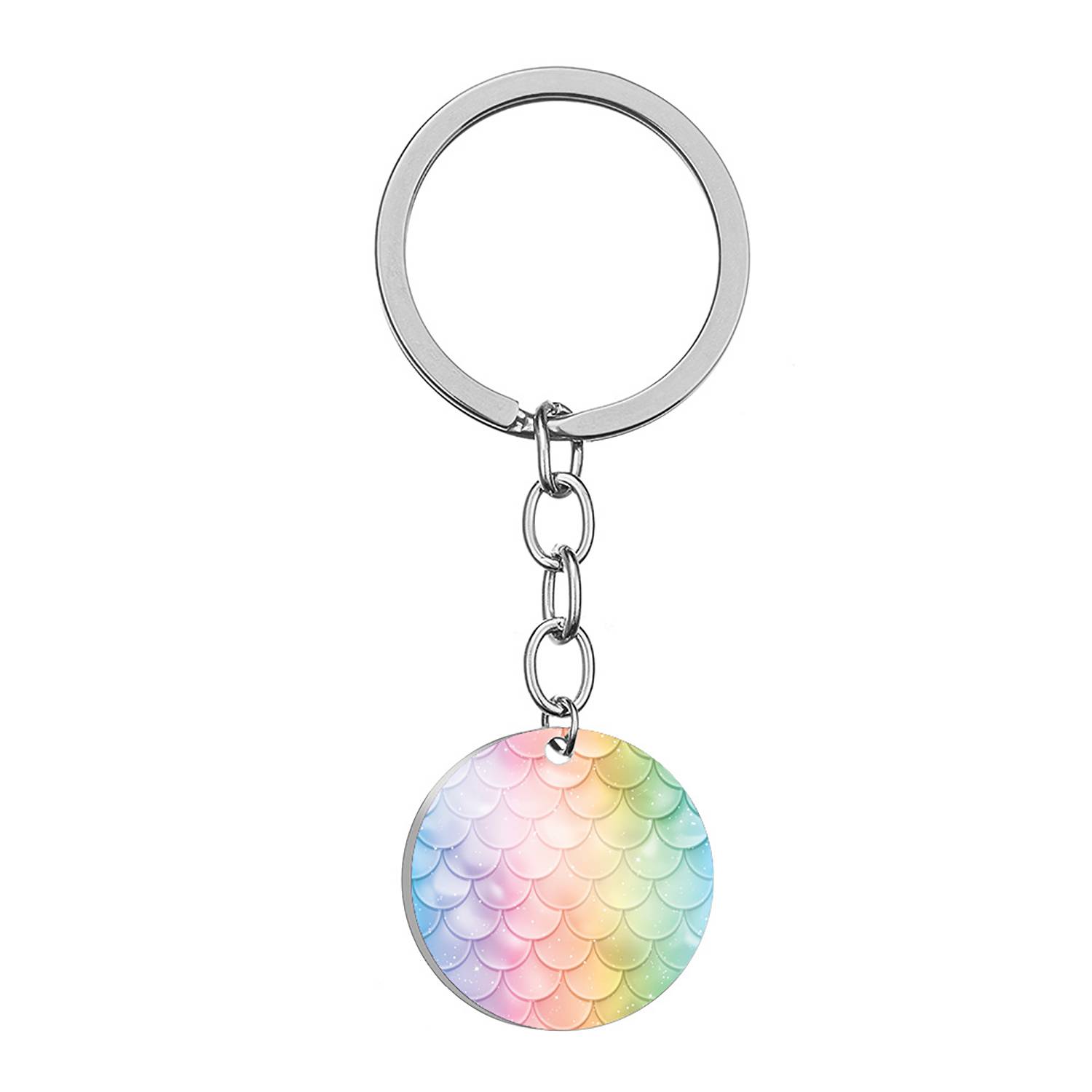 Stainless Steel Rainbow Fish Scale Keychain For Bags 4