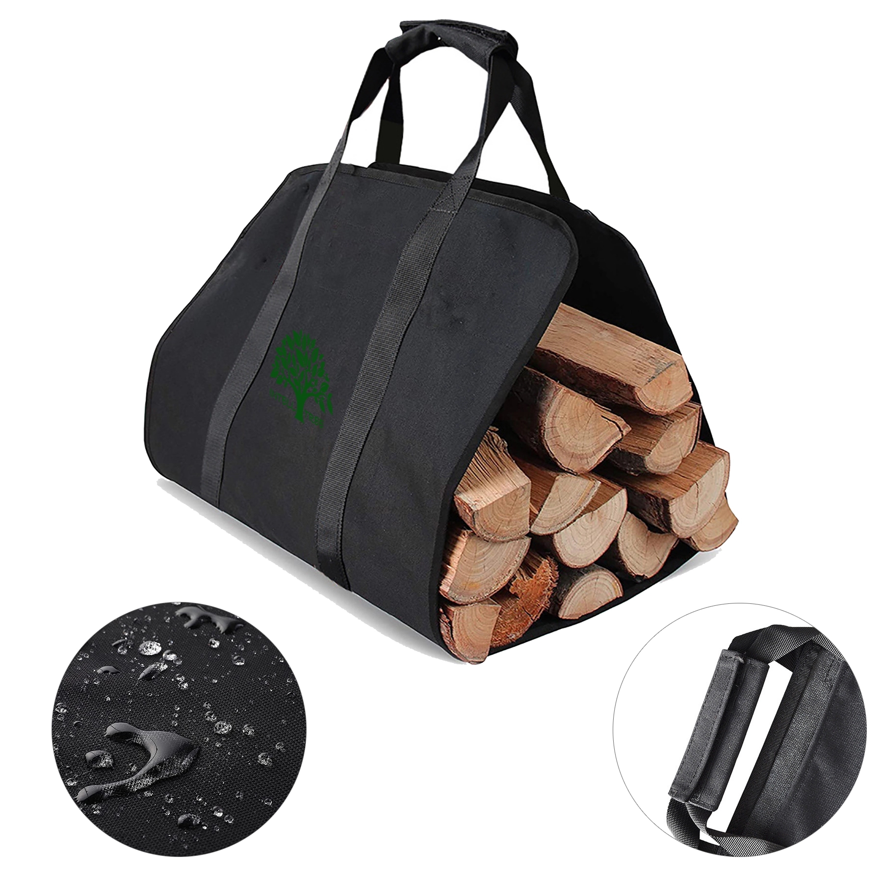 Fireplace Carrier Waxed Canvas Log Tote Bag 1