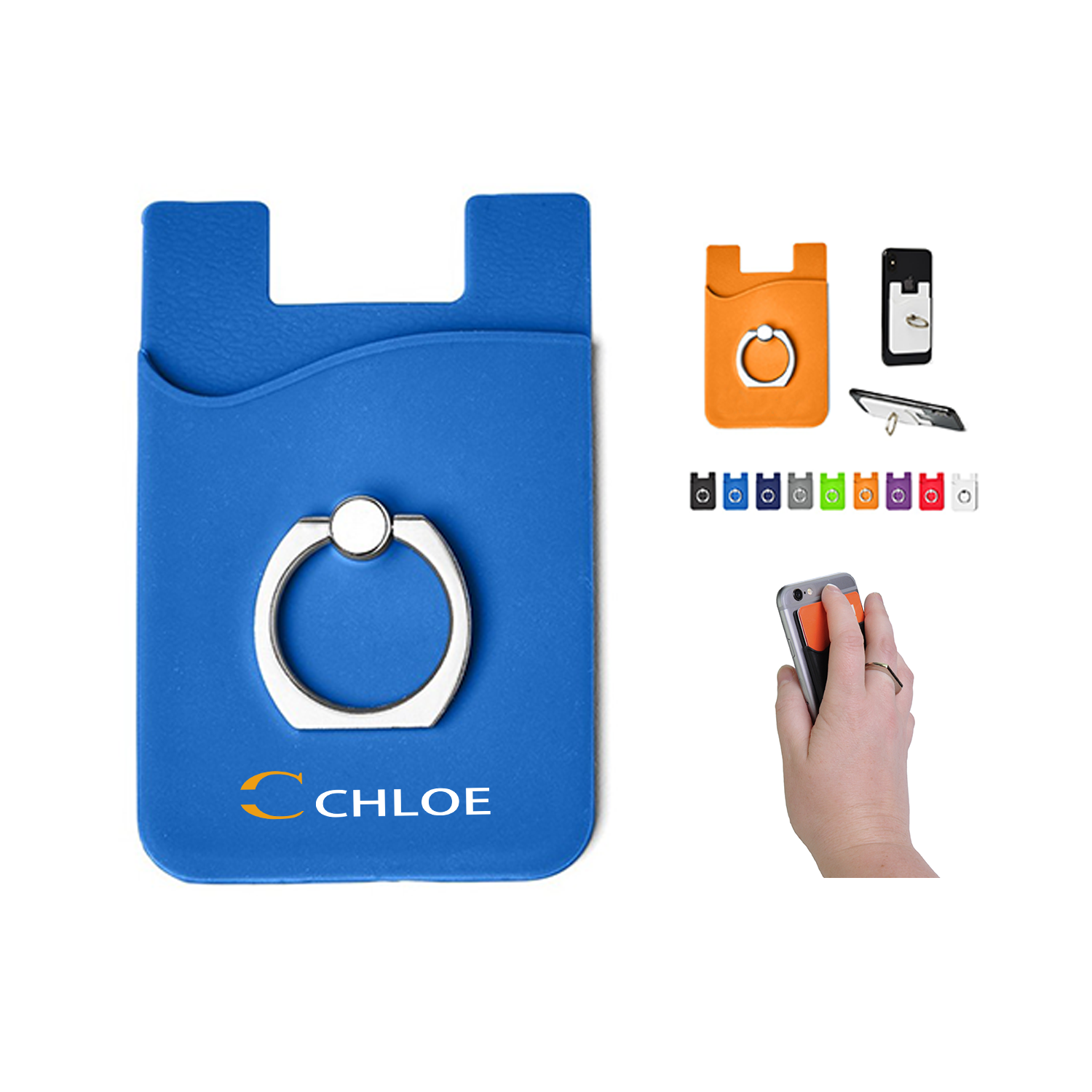 Silicone Card Holder with 360° Rotating Metal Ring 6