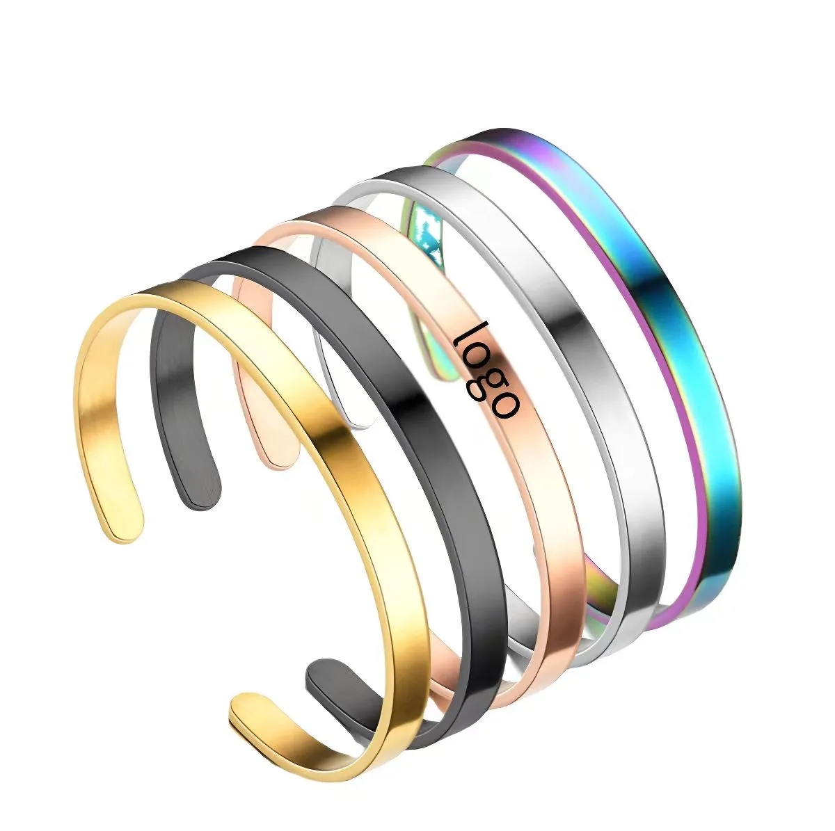 Titanium Steel C-Shaped Open Bracelet 2