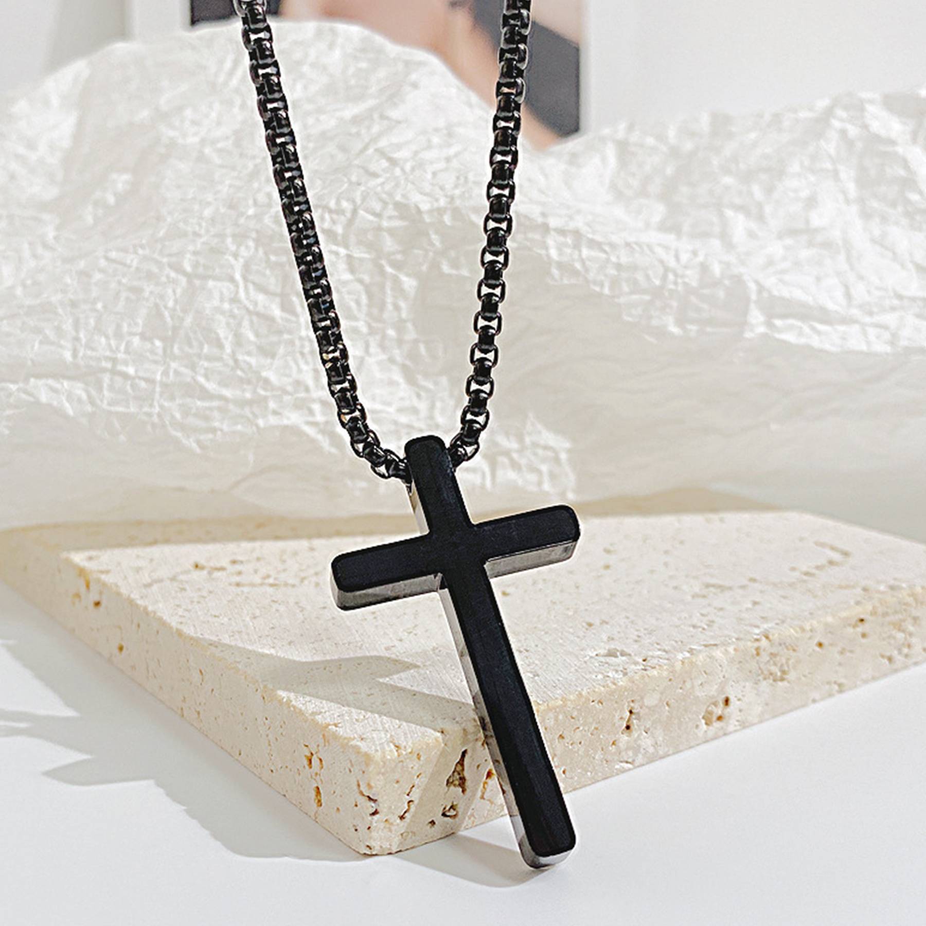 Stainless Steel Simple Statement Cross Necklace 7