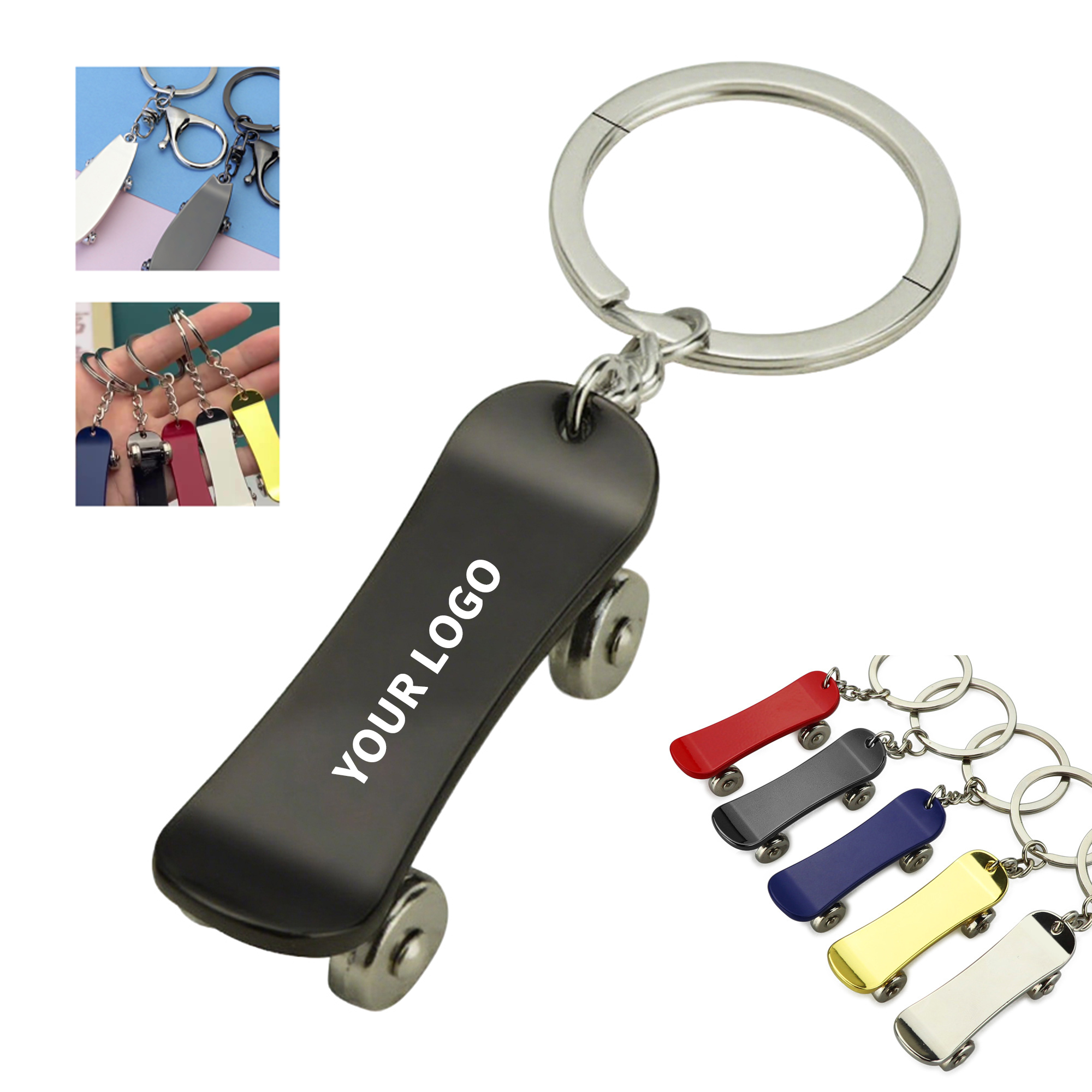 Alloy Mini Skateboard Keychain With Ring 3