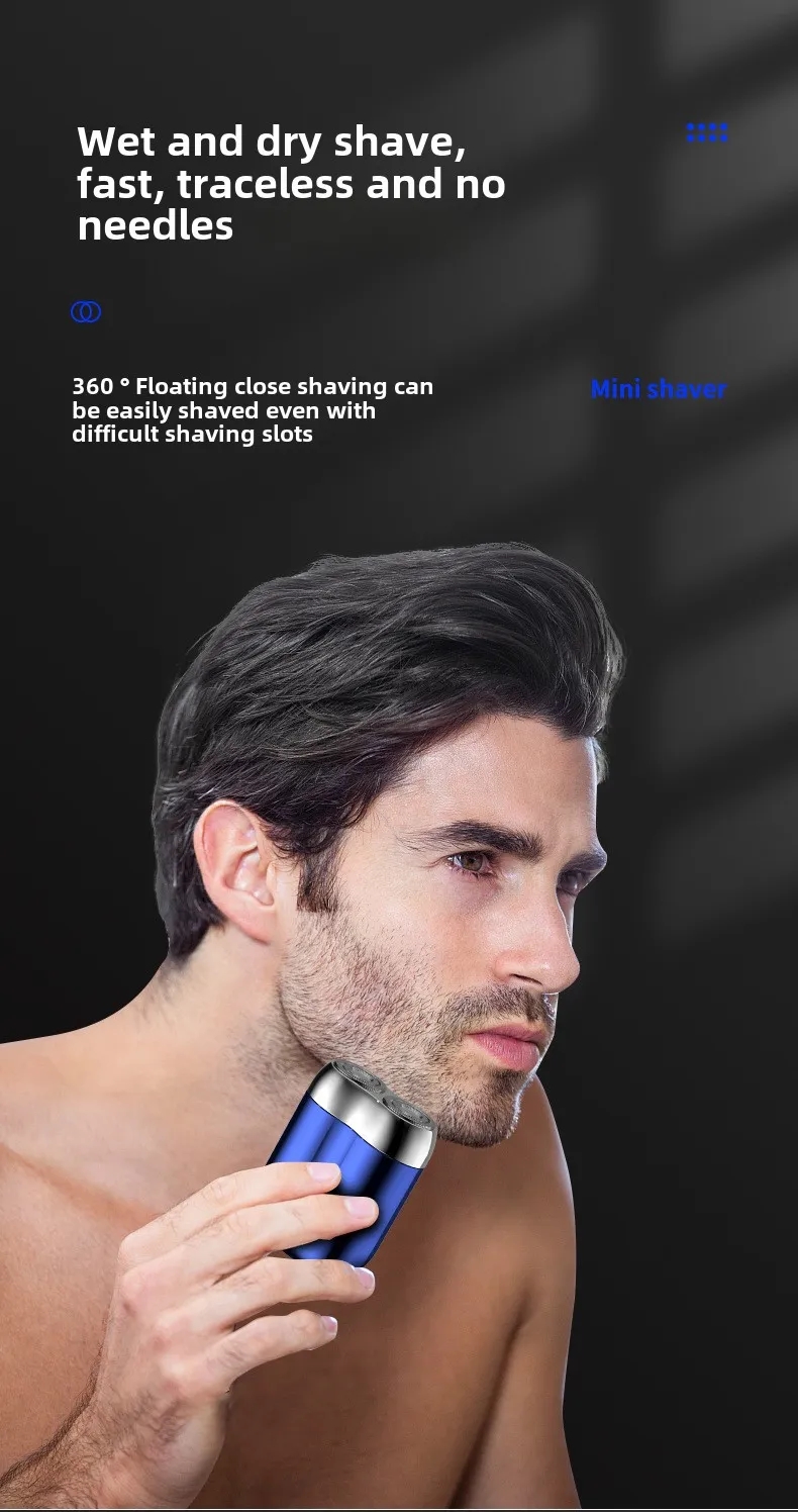 2025 Mini Dual Head Electric Shaver USB C Rechargeable Waterproof Travel Razor for Men 8
