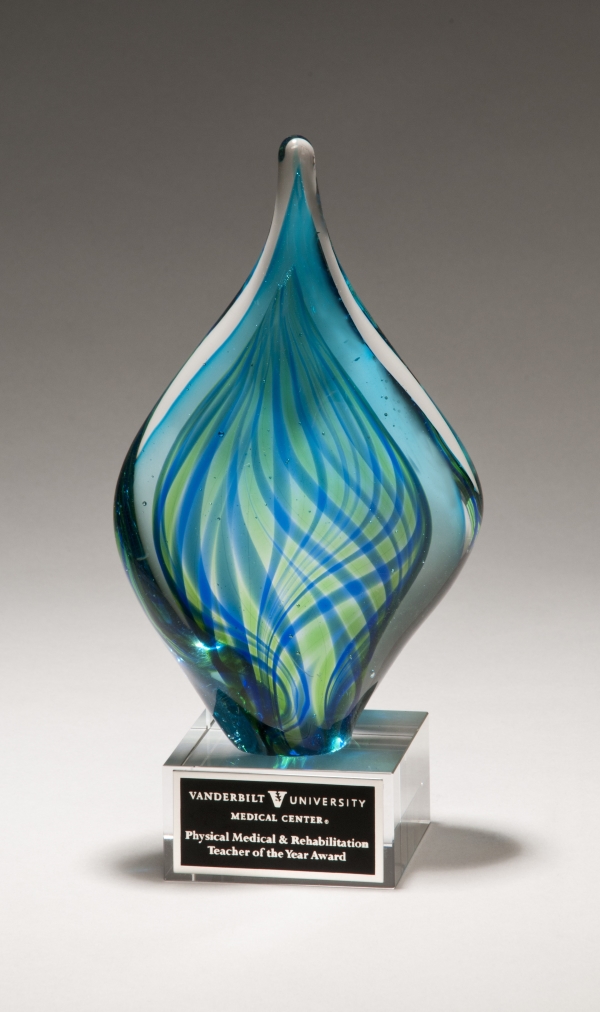 Touch of Teal Art Glass 9.5" 2