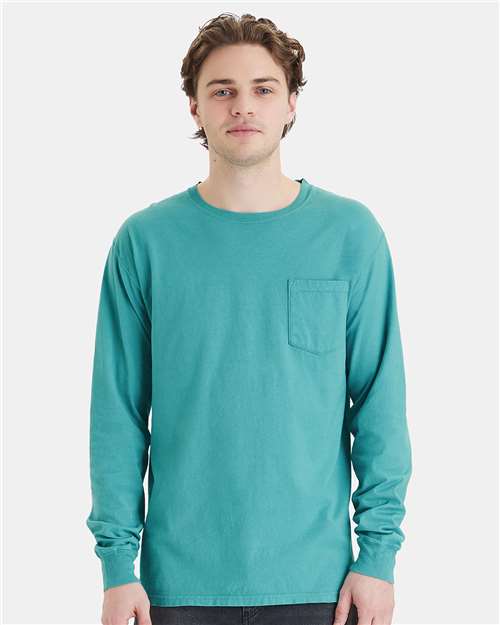 Unisex Garment-Dyed Long Sleeve T-Shirt With a Pocket - GDH250 5