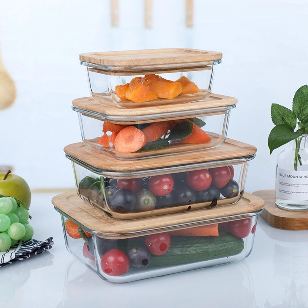 13 Oz Glass Food Storage Container With Bamboo Lid 5