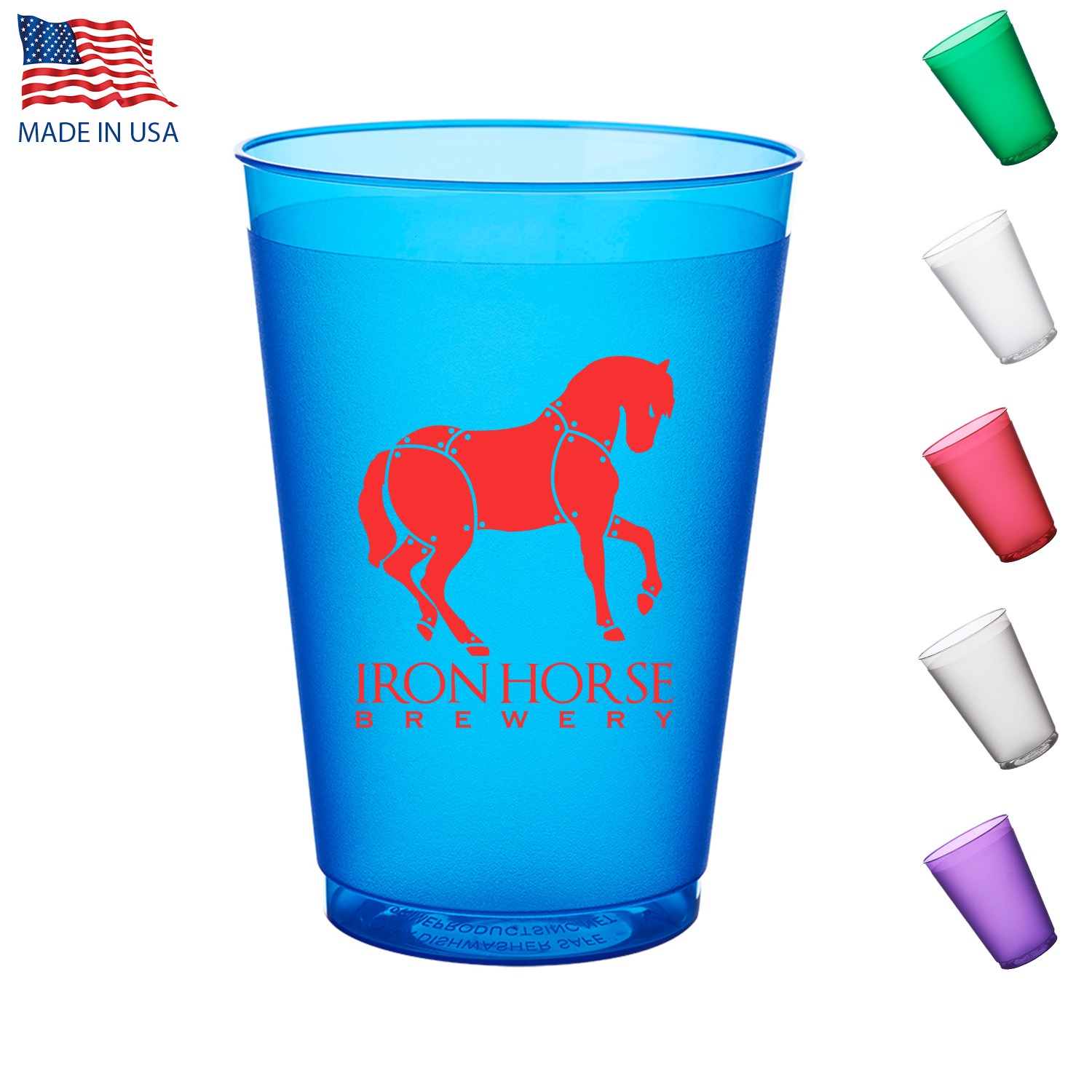 12 oz. USA Made Flex Frosted Stadium Cup w/ Flexible Plastic 2