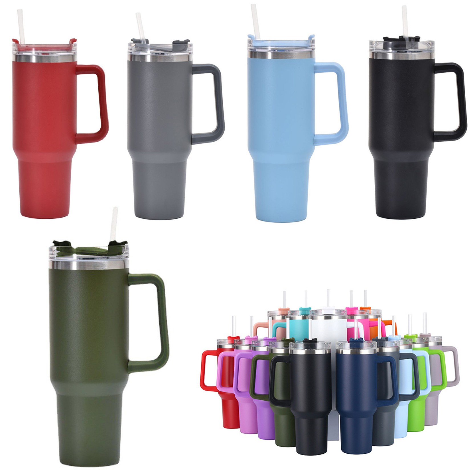 40oz Stainless steel Tumbler with Handle and Straw 1