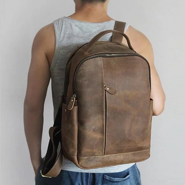 Men's Genuine Leather Laptop Backpack 1