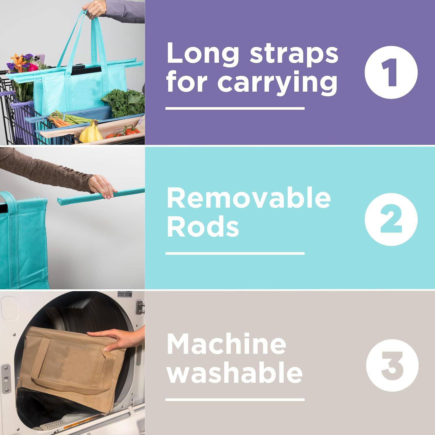 4 Pack Reusable Non-Woven Grocery Shopping Bags 2
